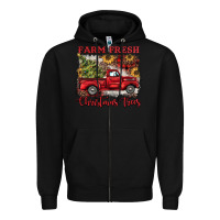 Black farm fresh christmas trees Zipper Hoodie - BarkalooDesign