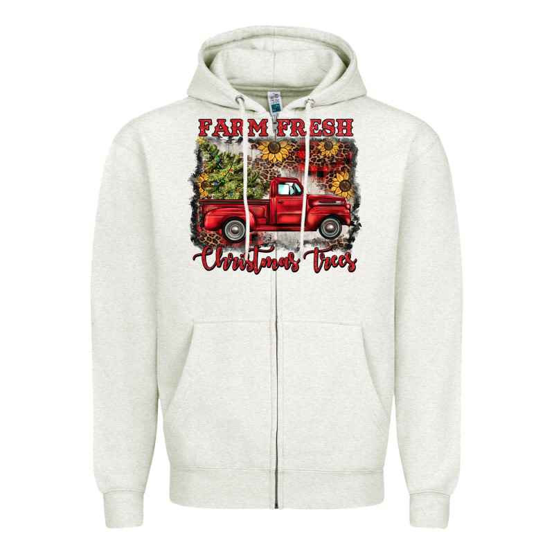 Farm Fresh Christmas Trees Zipper Hoodie by BarkalooDesign | Teevron