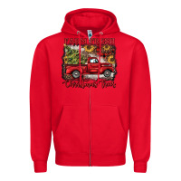 Red farm fresh christmas trees Zipper Hoodie - BarkalooDesign
