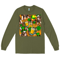 Army Green St. Patrick's Day Pig With Beer And Shamrock Long Sleeve Tee - FaDigitalArtStudio