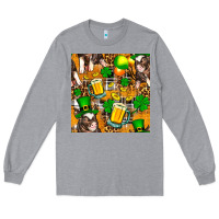 Heather Grey St. Patrick's Day Pig With Beer And Shamrock Long Sleeve Tee - FaDigitalArtStudio