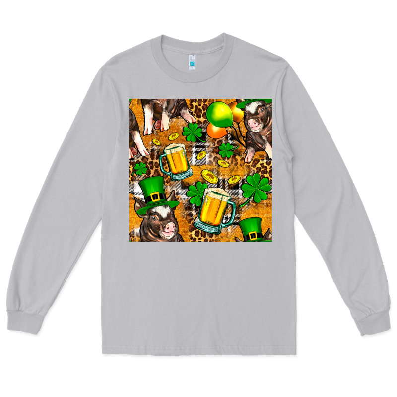St. Patrick's Day Pig With Beer And Shamrock Long Sleeve Tee by FaDigitalArtStudio | Teevron