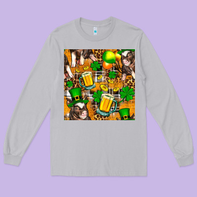 St. Patrick's Day Pig With Beer And Shamrock Long Sleeve Tee Designed By Fadigitalartstudio