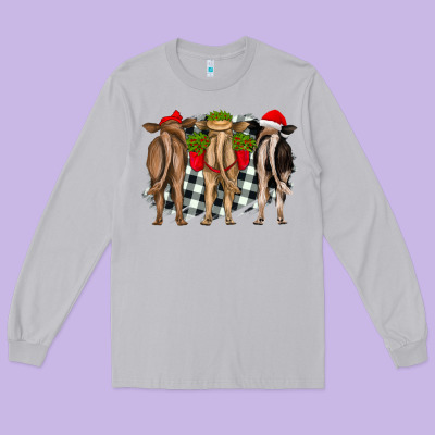 Christmas Heifers Back View Long Sleeve Tee Designed By Ranaportraitstore