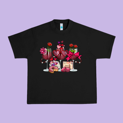 Valentine's Day Wine Glasses Urban Heavy Tee Designed By Oliviacreatesart