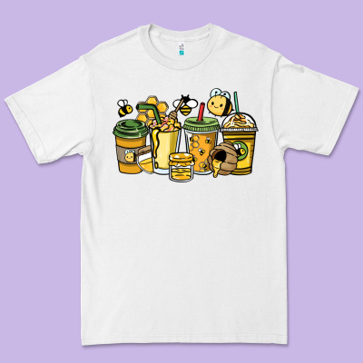 Honey Bee Coffee Cups Premium Tee Designed By Howdyjamesfarm