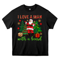 Black I love a man with a beard Christmas Heavy Core Tee - NancyCooperArtShop