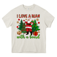 Cream I love a man with a beard Christmas Heavy Core Tee - NancyCooperArtShop