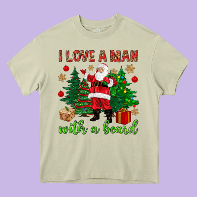 I Love A Man With A Beard Christmas Heavy Core Tee Designed By Nancycooperartshop