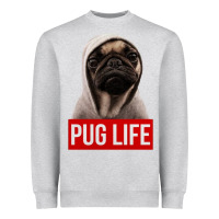 Heather Grey pug life Heavyweight Sweatshirt - artisFamous