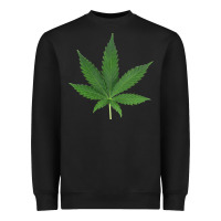 Black Weed leaf Heavyweight Sweatshirt - artisFamous