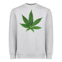 Heather Grey Weed leaf Heavyweight Sweatshirt - artisFamous