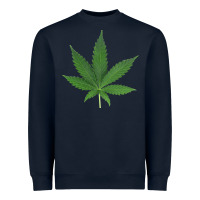 Navy Weed leaf Heavyweight Sweatshirt - artisFamous