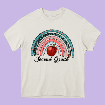Second Grade Rainbow Heavy Core Tee Designed By Ranaportraitstore