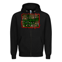 Black christmas green plaid background Zipper Hoodie - BarkalooDesign