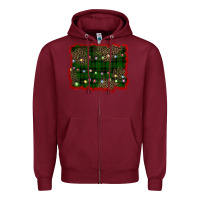 Burgundy christmas green plaid background Zipper Hoodie - BarkalooDesign