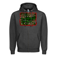 Charcoal Heather christmas green plaid background Zipper Hoodie - BarkalooDesign