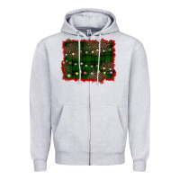 Heather Grey christmas green plaid background Zipper Hoodie - BarkalooDesign