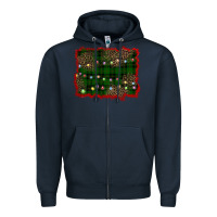 Navy christmas green plaid background Zipper Hoodie - BarkalooDesign