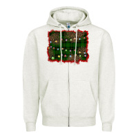 Oatmeal Heather christmas green plaid background Zipper Hoodie - BarkalooDesign