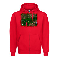 Red christmas green plaid background Zipper Hoodie - BarkalooDesign