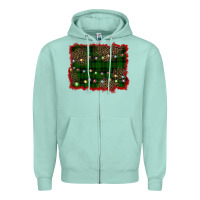 Seafoam christmas green plaid background Zipper Hoodie - BarkalooDesign