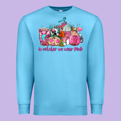 Western Cancer  In October We Wear Pink Coffee Cups With Ribbons Premium Sweatshirt Designed By Adodesignshop