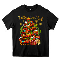 Black Christmas Feliz Navidad Heavy Core Tee - NancyCooperArtShop