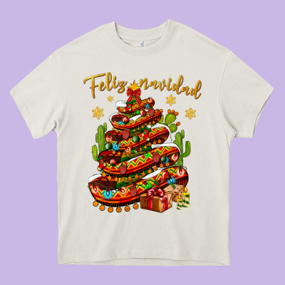 Christmas Feliz Navidad Heavy Core Tee Designed By Nancycooperartshop