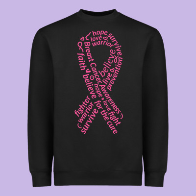 Pink Ribbon Heavyweight Sweatshirt Designed By Artisfamous