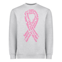 Heather Grey Pink Ribbon Heavyweight Sweatshirt - artisFamous