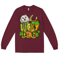 Burgundy lucky dog St. Patrick's Long Sleeve Tee - FaDigitalArtStudio