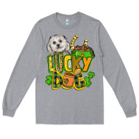 Heather Grey lucky dog St. Patrick's Long Sleeve Tee - FaDigitalArtStudio