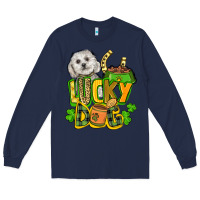 Navy lucky dog St. Patrick's Long Sleeve Tee - FaDigitalArtStudio