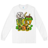 White lucky dog St. Patrick's Long Sleeve Tee - FaDigitalArtStudio