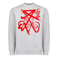 Heather Grey lucifer calligraphy 2 Heavyweight Sweatshirt - artisFamous