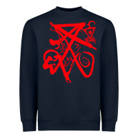 Navy lucifer calligraphy 2 Heavyweight Sweatshirt - artisFamous