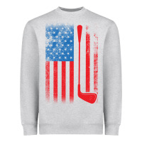 Heather Grey Golf with USA Flag Heavyweight Sweatshirt - artisFamous