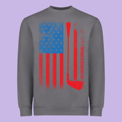 Golf With Usa Flag Heavyweight Sweatshirt Designed By Artisfamous