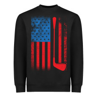 Black Golf with USA Flag Heavyweight Sweatshirt - artisFamous