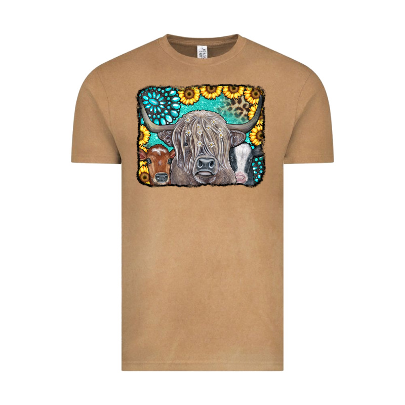 Cows Glitter Turquoise Leopard Sunflowers Vintage Tee by CowCowDesign | Teevron