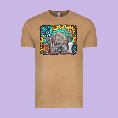 Cows Glitter Turquoise Leopard Sunflowers Vintage Tee Designed By Cowcowdesign