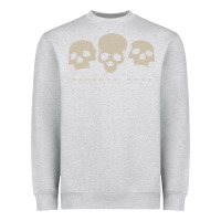Heather Grey memento mori three skulls Heavyweight Sweatshirt - artisFamous