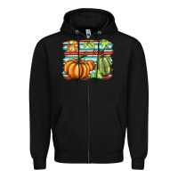 Black fall pumpkin  background Zipper Hoodie - BarkalooDesign
