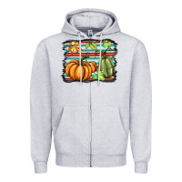 Heather Grey fall pumpkin  background Zipper Hoodie - BarkalooDesign