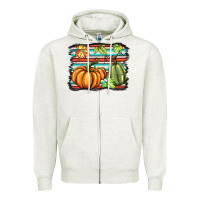Oatmeal Heather fall pumpkin  background Zipper Hoodie - BarkalooDesign