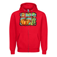 Red fall pumpkin  background Zipper Hoodie - BarkalooDesign
