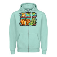 Seafoam fall pumpkin  background Zipper Hoodie - BarkalooDesign