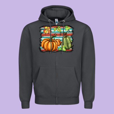 Fall Pumpkin  Background Zipper Hoodie Designed By Barkaloodesign