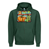Sports Green fall pumpkin  background Zipper Hoodie - BarkalooDesign